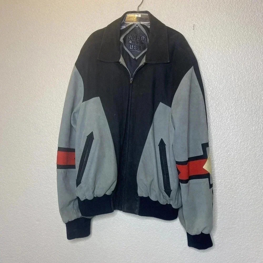 HOBO Michael Hoban North Beach Men’s Sz 46 Aztec Leather Jacket Made in USA